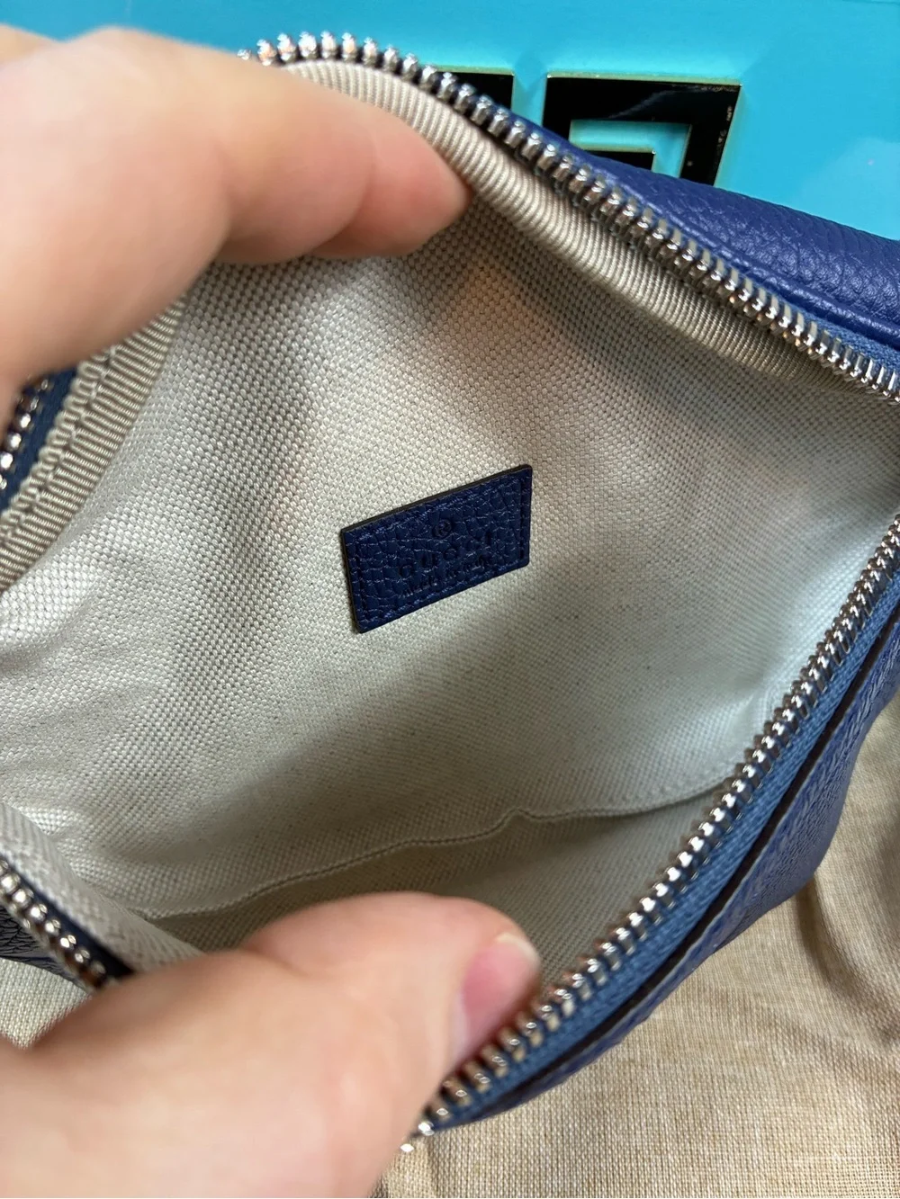 Gucci Jumbo GG Blue Leather Small Belt Bag Size 90cm - NWT Authentic - Picture 9 of 12